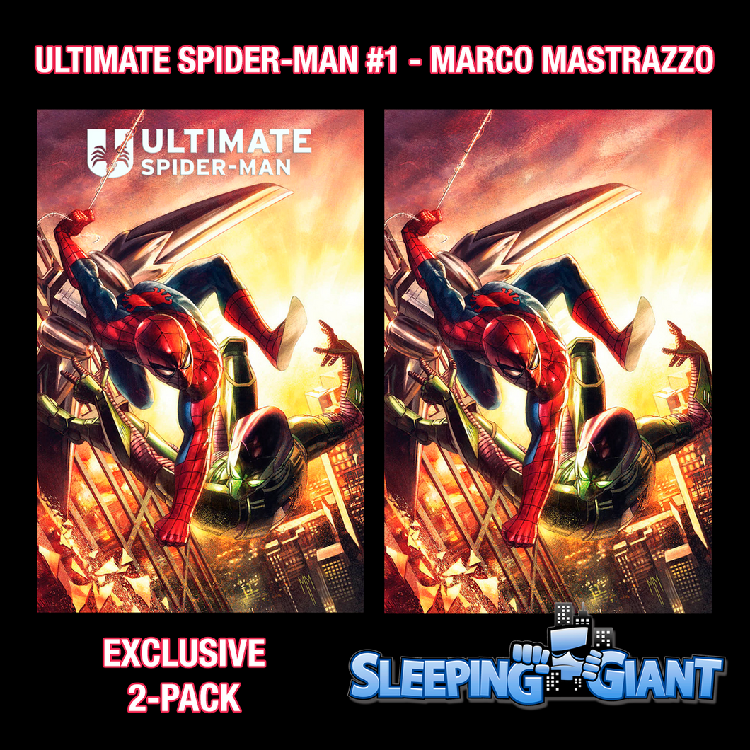 ULTIMATE SPIDER-MAN #1 MARCO MASTRAZZO NEW GREEN GOBLIN SUITE EXCLUSIVE TRADE & VIRGIN VARIANT PACK (01/10/2024)