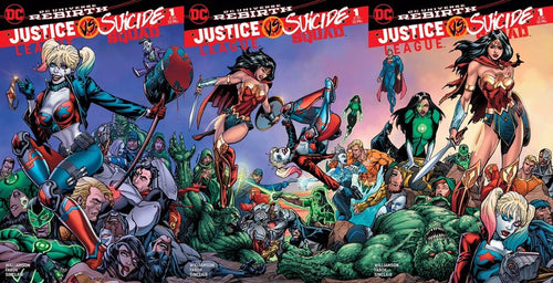 Justice League V Suicide Squad #1 Set of 3 Triptych! by BART SEARS! Get all three!